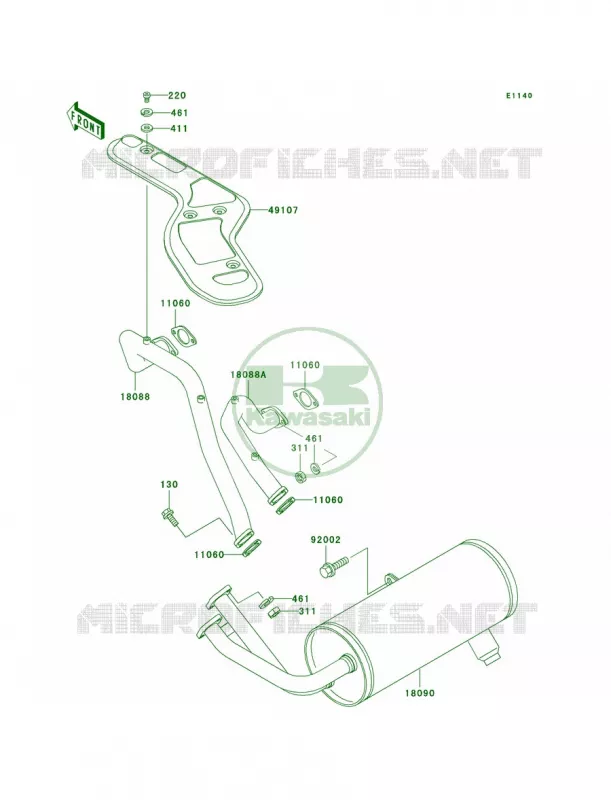 Mufflers Kawasaki MULE 620 2007 MULE 3010 4X4 HARDWOODS GREEN HD  KAF620-H2