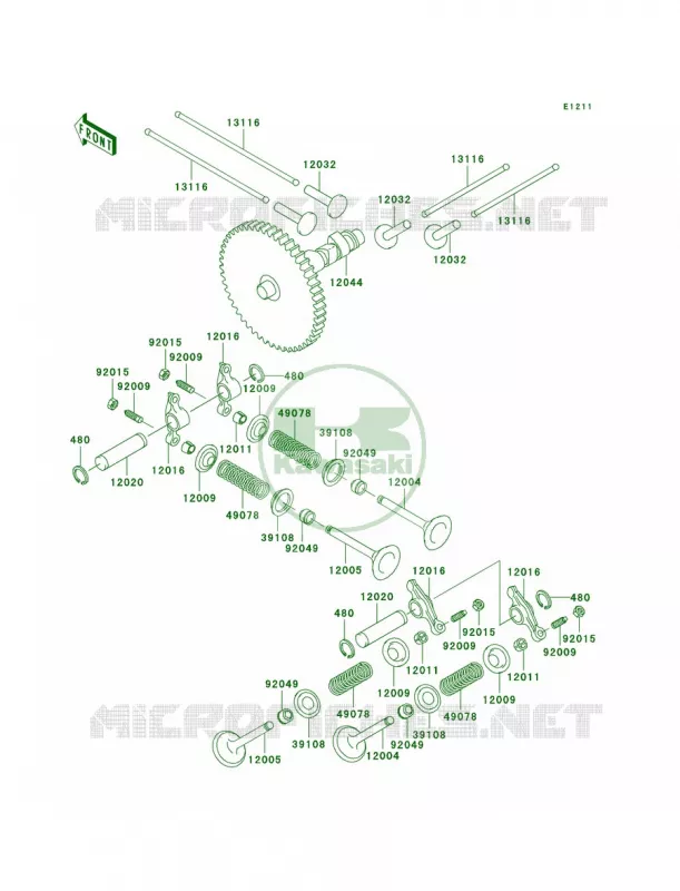 ValvesCamshafts Kawasaki MULE 620 2007 MULE 3010 4X4 HARDWOODS GREEN HD  KAF620-H2