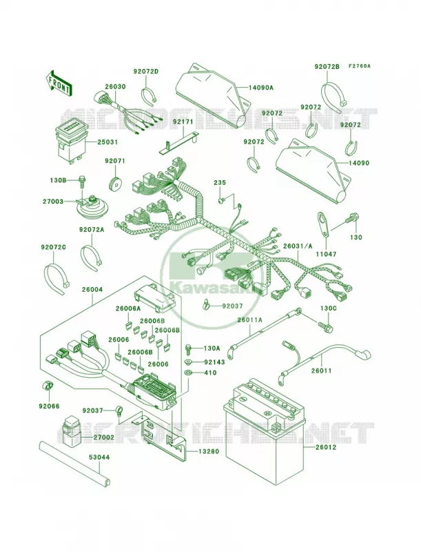 Chassis Electrical EquipmentH2H3 Kawasaki MULE 620 2007 MULE 3010 4X4 HARDWOODS GREEN HD  KAF620-H3