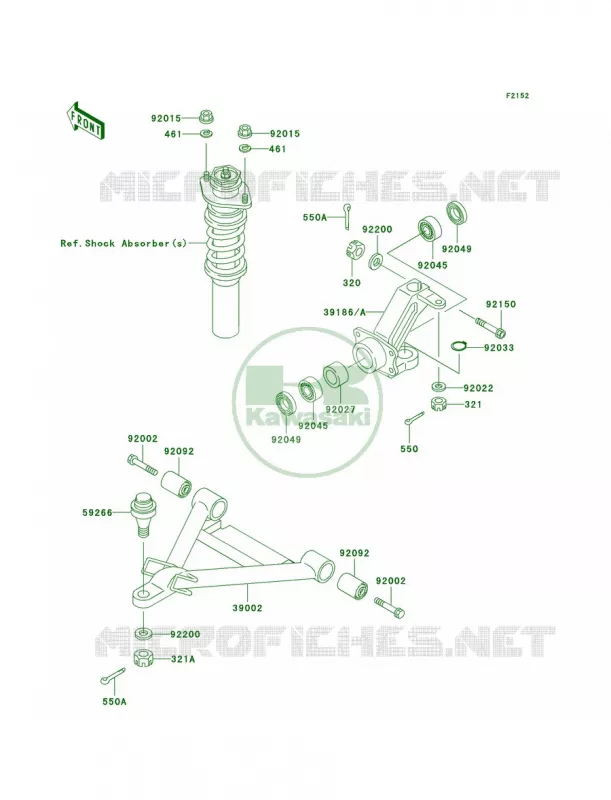 Front Suspension Kawasaki MULE 620 2007 MULE 3010 4X4 HARDWOODS GREEN HD  KAF620-H3