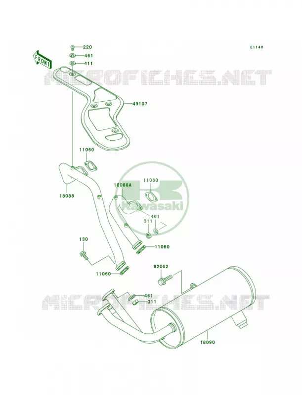 Mufflers Kawasaki MULE 620 2007 MULE 3010 4X4 HARDWOODS GREEN HD  KAF620-H3