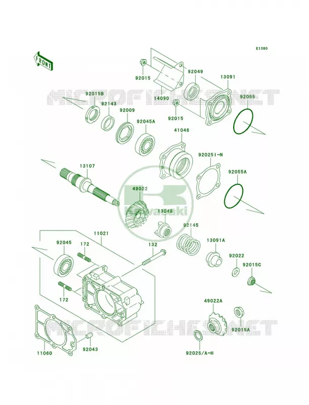 Bevel Gear Case Kawasaki MULE 620 2008 MULE 3010 TRANS4X4 HARDWOODS GREEN HD  KAF620K8F