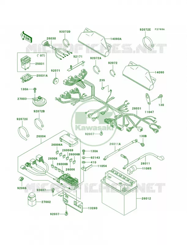 Chassis Electrical EquipmentK7FK8F Kawasaki MULE 620 2008 MULE 3010 TRANS4X4 HARDWOODS GREEN HD  KAF620K8F