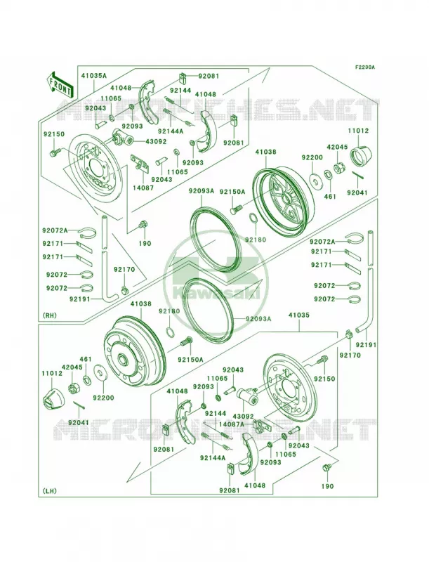 Front HubsBrakesK7FK8F Kawasaki MULE 620 2008 MULE 3010 TRANS4X4 HARDWOODS GREEN HD  KAF620K8F