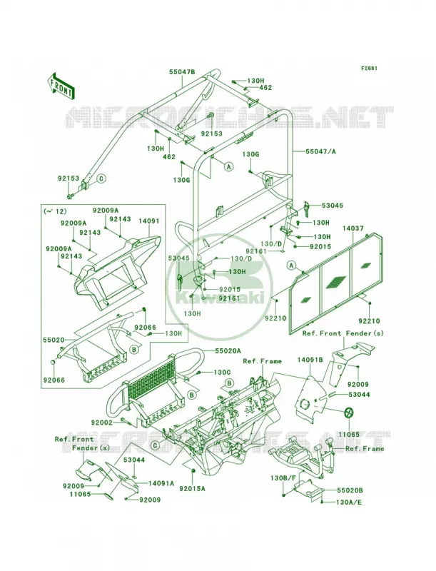GuardsCab Frame Kawasaki MULE 620 2010 MULE 4010 4X4  KAF620MAF