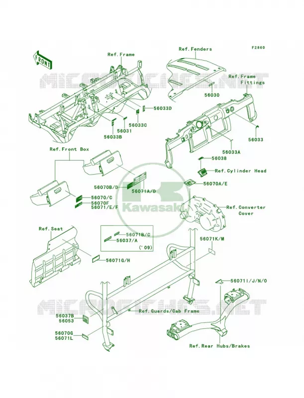 Labels Kawasaki MULE 620 2010 MULE 4010 4X4  KAF620MAF
