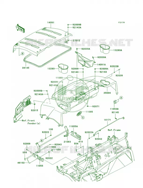 Fenders Kawasaki MULE 620 2009 MULE 4010 4X4 HARDWOODS GREEN HD  KAF620N9F