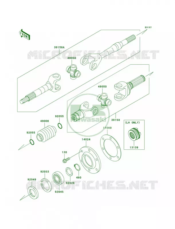 Drive Shaft-Rear Kawasaki MULE 620 2010 MULE 4010 TRANS4X4  KAF620RAFA