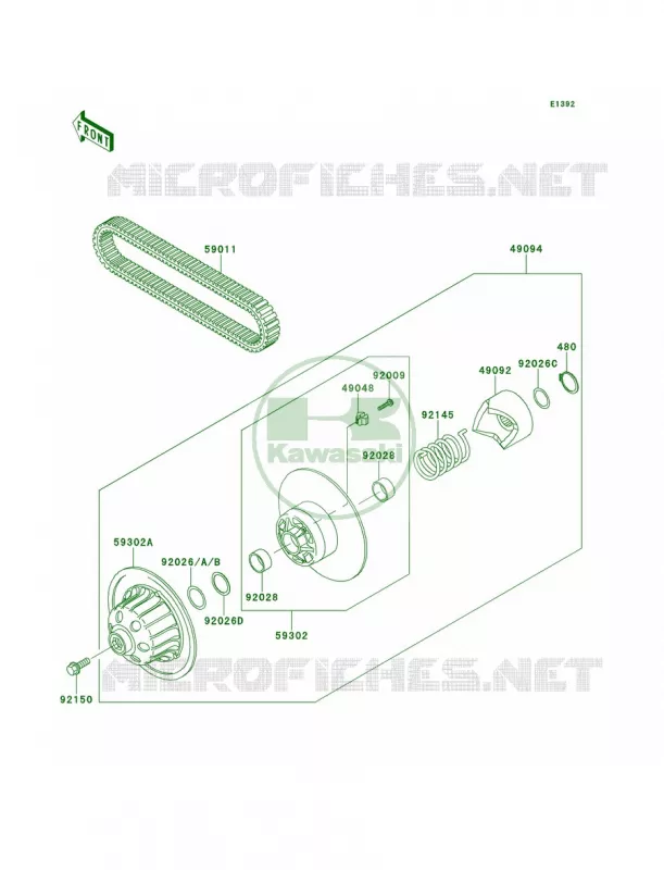 Driven ConverterDrive Belt Kawasaki MULE 620 2009 MULE 4010 TRANS4X4 HARDWOODS GREEN HD  KAF620S9F