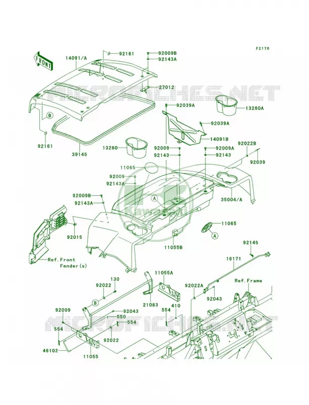 FendersS9F-SBF Kawasaki MULE 620 2009 MULE 4010 TRANS4X4 HARDWOODS GREEN HD  KAF620S9F