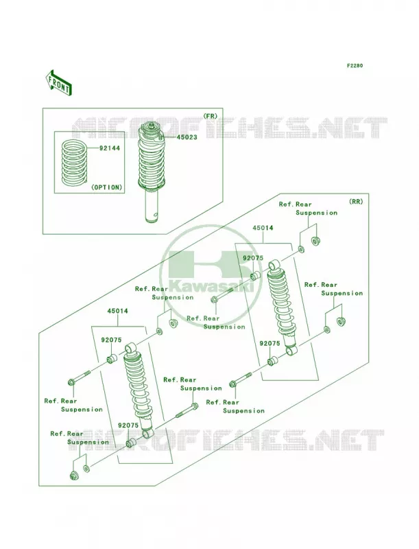 Shock Absorbers Kawasaki MULE 620 2009 MULE 4010 TRANS4X4 HARDWOODS GREEN HD  KAF620S9F