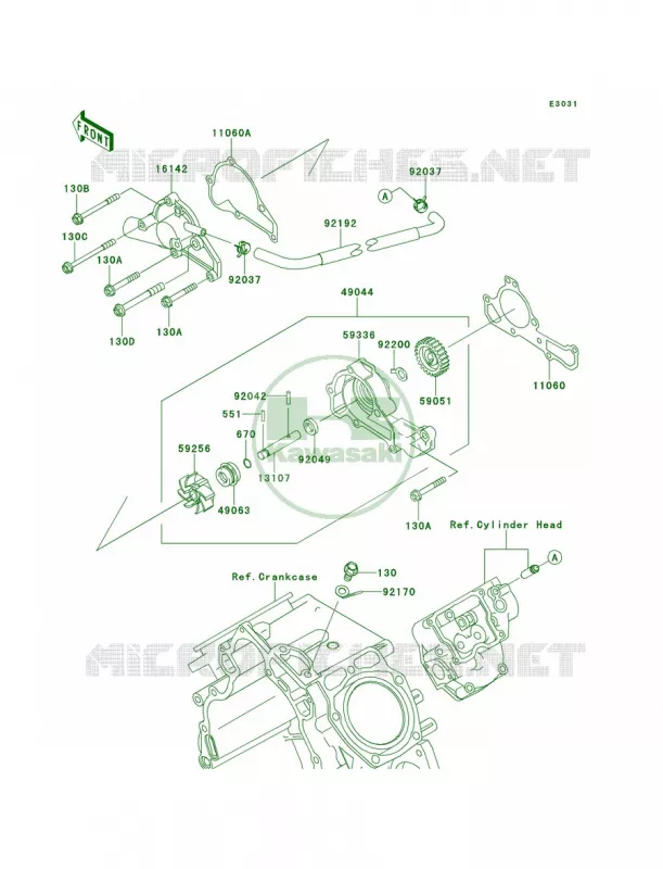 Water Pump Kawasaki MULE 620 2009 MULE 4010 TRANS4X4 HARDWOODS GREEN HD  KAF620S9F