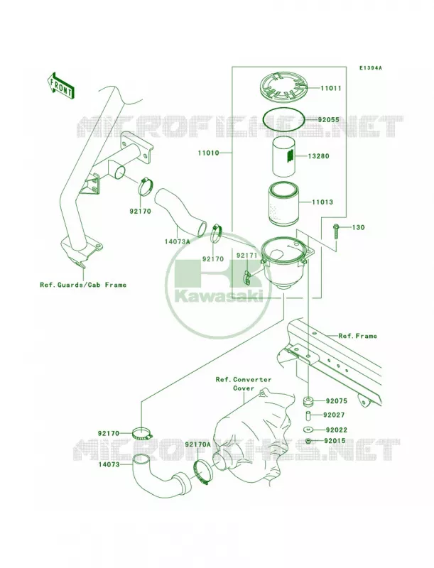 Air Cleaner-Belt ConverterSBF-SDF Kawasaki MULE 620 2010 MULE 4010 TRANS4X4 REALTREE APG HD  KAF620SAF