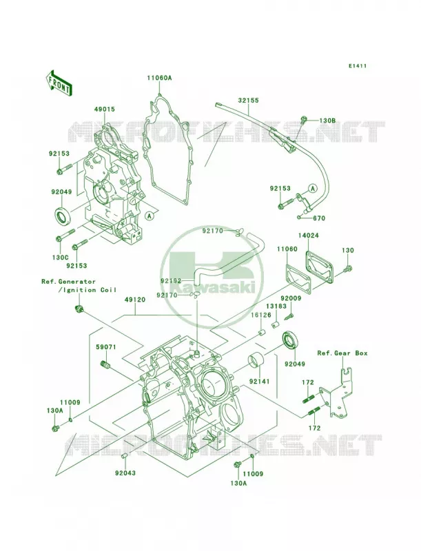 Crankcase Kawasaki MULE 620 2010 MULE 4010 TRANS4X4 REALTREE APG HD  KAF620SAF