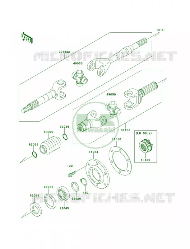 Drive Shaft-Rear Kawasaki MULE 620 2010 MULE 4010 TRANS4X4 REALTREE APG HD  KAF620SAF