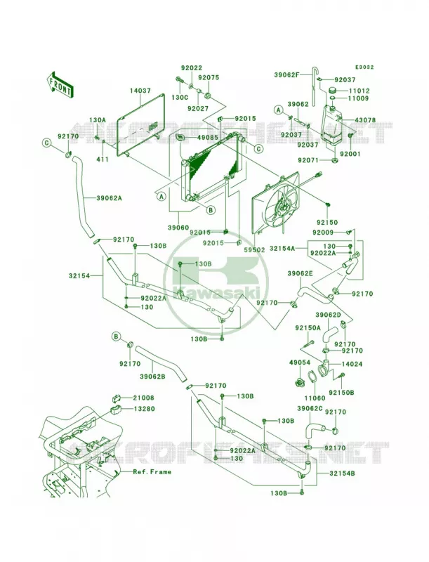Radiator Kawasaki MULE 620 2010 MULE 4010 TRANS4X4 REALTREE APG HD  KAF620SAF