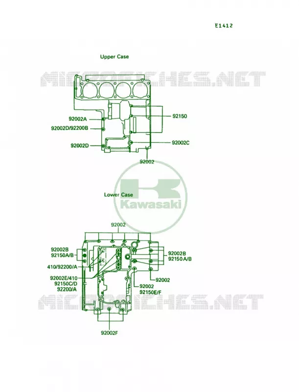 Crankcase Bolt Pattern Kawasaki MOTOS 1000 1991 Concours  ZG1000-A6