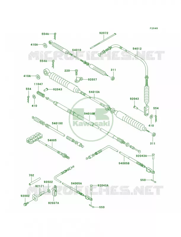 Cables Kawasaki MULE 950 2007 MULE 2510 DIESEL  KAF950-A1