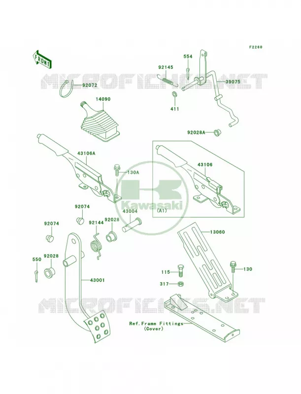 Brake PedalThrottle Lever Kawasaki MULE 950 2007 MULE 2510 DIESEL  KAF950-A2