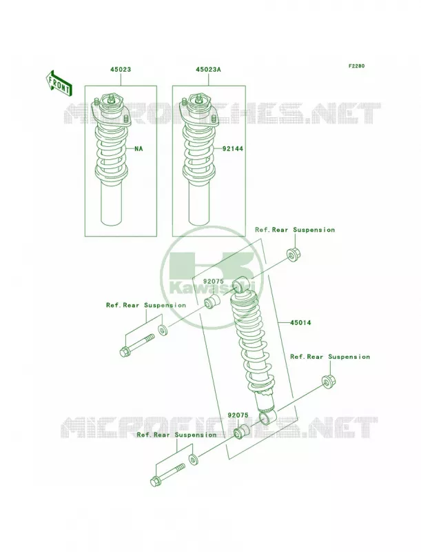 Shock Absorbers Kawasaki MULE 950 2007 MULE 2510 DIESEL  KAF950-A3