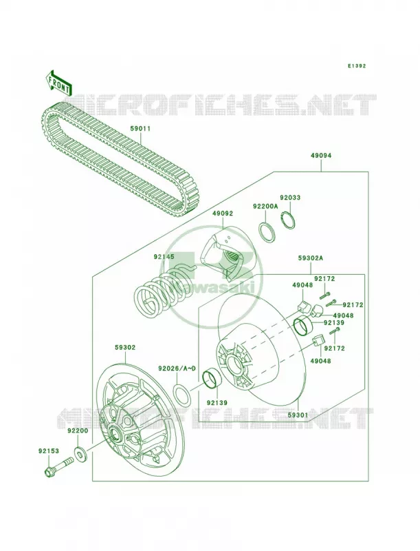Driven ConverterDrive Belt Kawasaki MULE 950 2008 MULE 3010 TRANS4X4 DIESEL  KAF950E8F