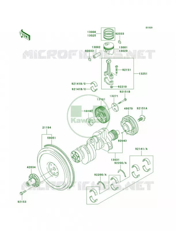 CrankshaftPistons Kawasaki MULE 950 2010 MULE 4010 TRANS4X4 DIESEL REALTREE APG HD  KAF950HAF