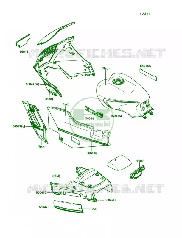 DecalRed Kawasaki MOTOS 1000 1990 Concours  ZG1000-A5