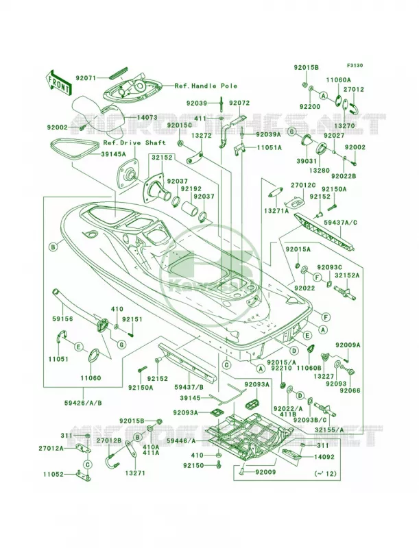 Hull Kawasaki JET SKI 1500 2014 STX-15F  JT1500AEF