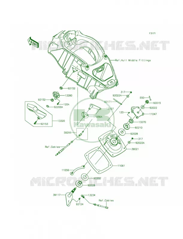 Handle Pole Kawasaki JET SKI 1500 2014 ULTRA 310LX  JT1500MEF