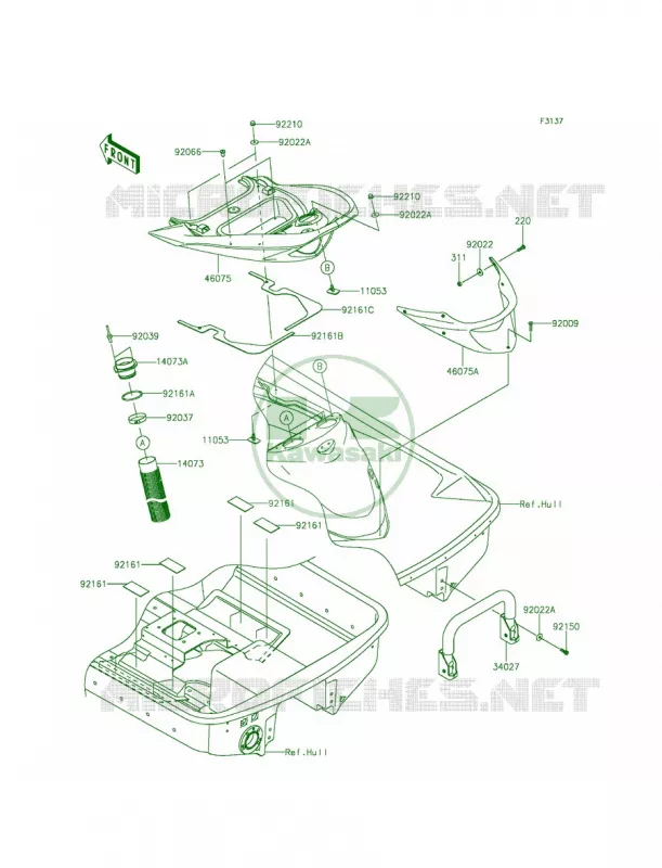 Hull Rear Fittings Kawasaki JET SKI 1500 2014 ULTRA 310R  JT1500NEF