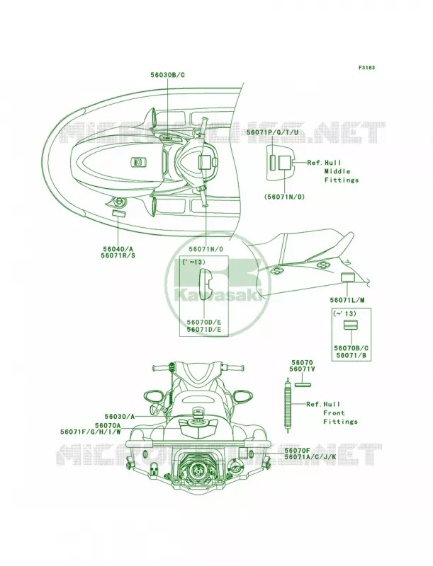 Labels Kawasaki JET SKI 1500 2013 STX-15F  JT1500ADF