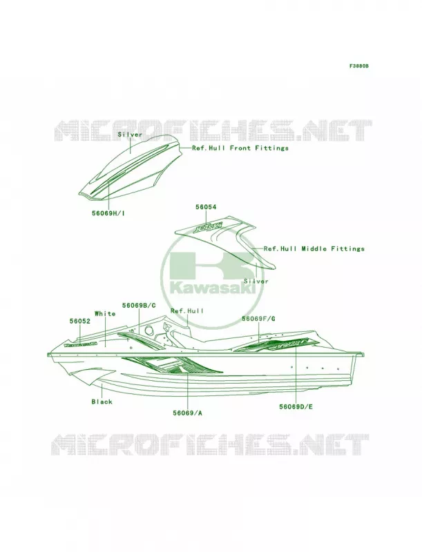 DecalsWhiteADF Kawasaki JET SKI 1500 2011 STX-15F  JT1500ABF