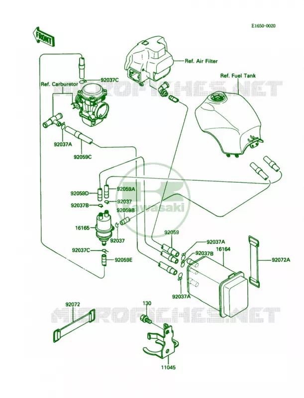 Fuel Evaporative System Kawasaki MOTOS 1000 1987 Concours  ZG1000-A2