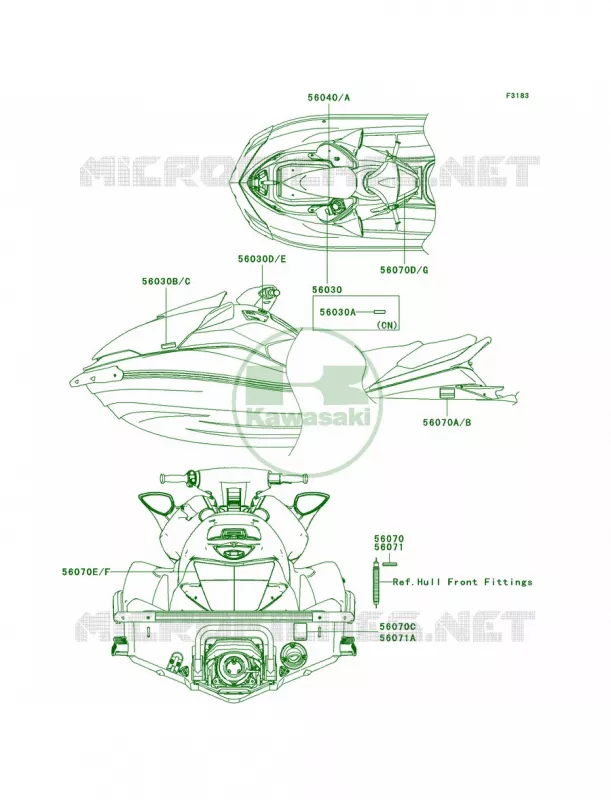 Labels Kawasaki JET SKI 1500 2009 ULTRA 260X  JT1500E9F