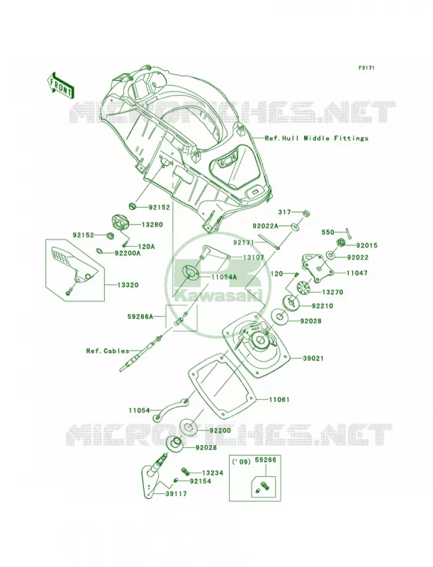 Handle Pole Kawasaki JET SKI 1500 2009 ULTRA LX  JT1500G9F