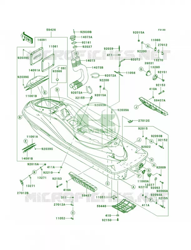 HullG9FGAF Kawasaki JET SKI 1500 2009 ULTRA LX  JT1500G9F