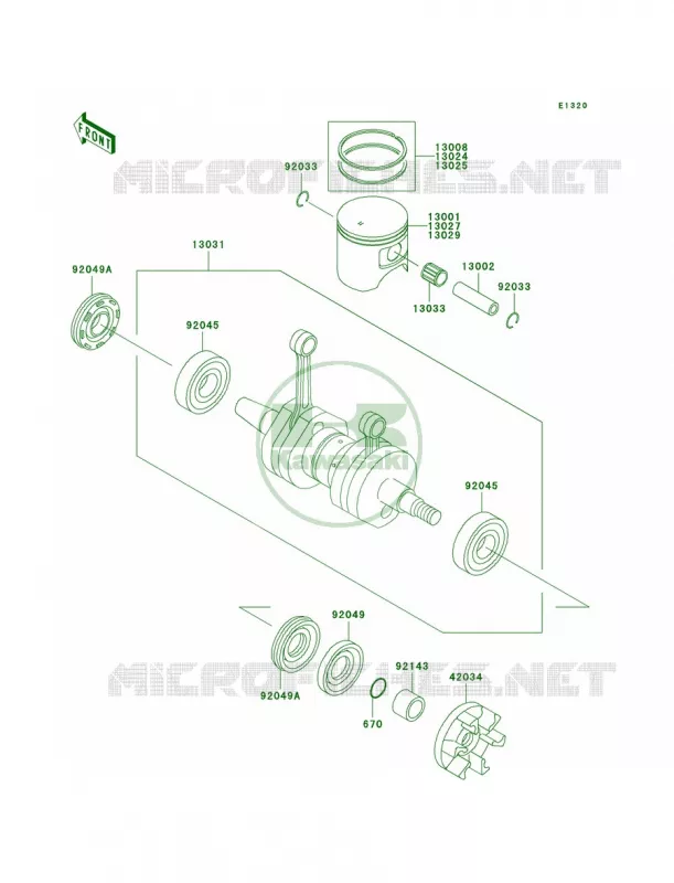CrankshaftPistons Kawasaki JET SKI 800 2007 800 SX-R  JS800A7F