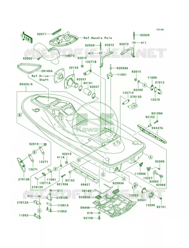 Hull Kawasaki JET SKI 1200 2007 STX-12F  JT1200D7F
