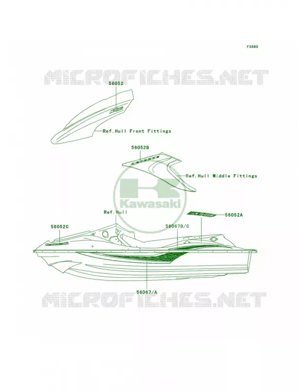 DecalsF.RedA6F Kawasaki JET SKI 1500 2007 STX-15F  JT1500A7F