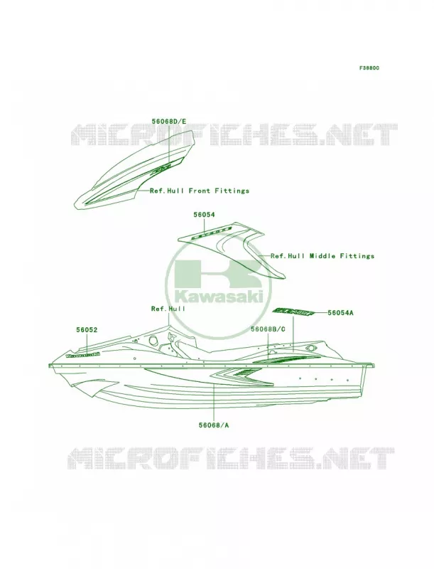DecalsF.RedA8FUS Kawasaki JET SKI 1500 2007 STX-15F  JT1500A7F