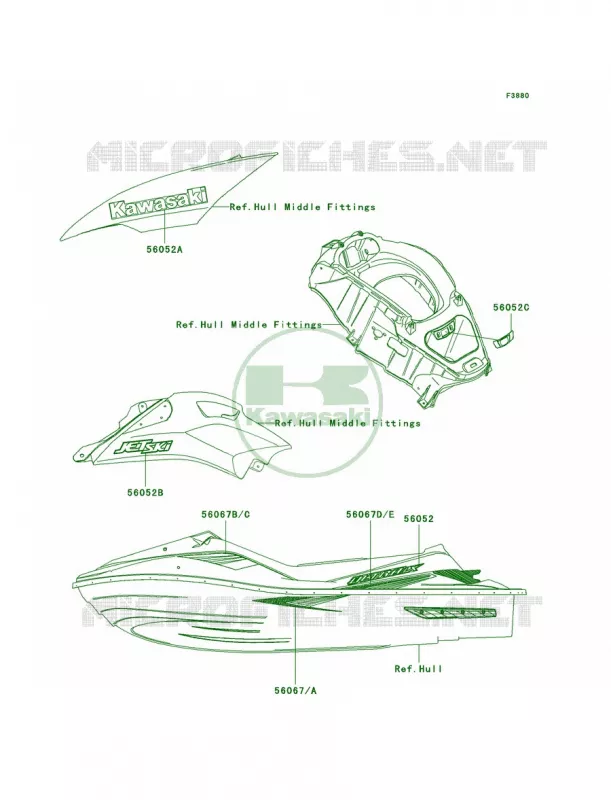 DecalsC7F Kawasaki JET SKI 1500 2007 ULTRA LX  JT1500C7F