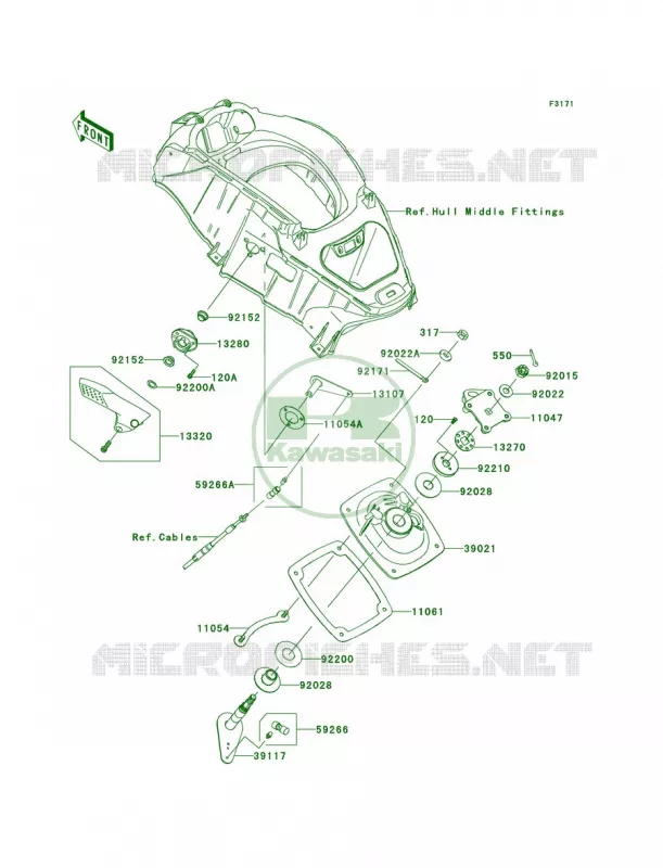 Handle Pole Kawasaki JET SKI 1500 2007 ULTRA LX  JT1500C7F