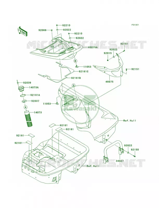 Hull Rear Fittings Kawasaki JET SKI 1500 2007 ULTRA LX  JT1500C7F