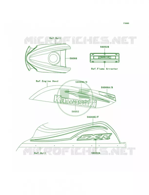 DecalsWhiteA1 Kawasaki JET SKI 800 2004 800 SX-R  JS800-A2