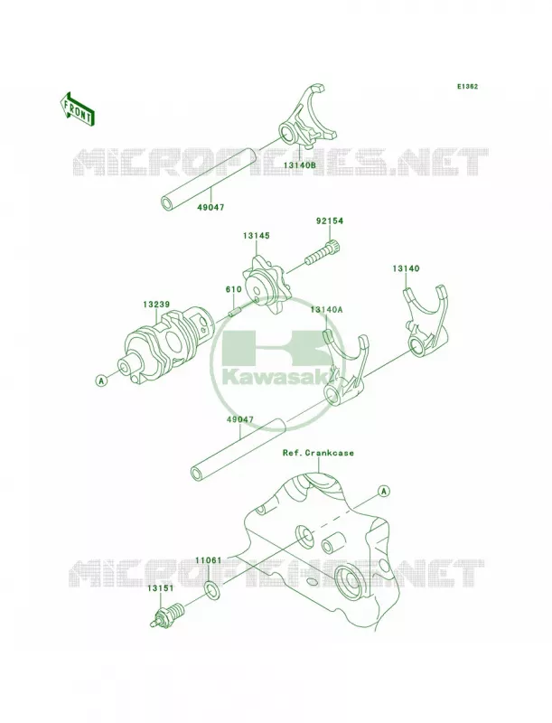 Gear Change DrumShift Forks Kawasaki MOTOS 650 2014 KLR650  KL650EEF