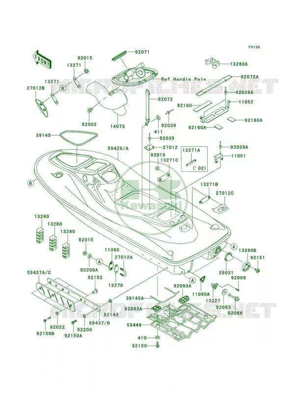 Hull Kawasaki JET SKI 1200 2002 1200 STX-R  JT1200-A1