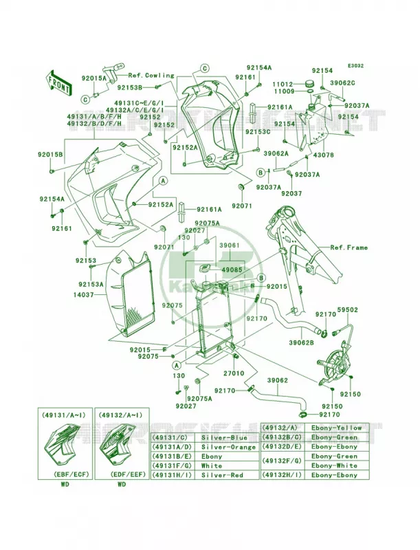 RadiatorEBF-EEF Kawasaki MOTOS 650 2014 KLR650 New Edition  KL650EES