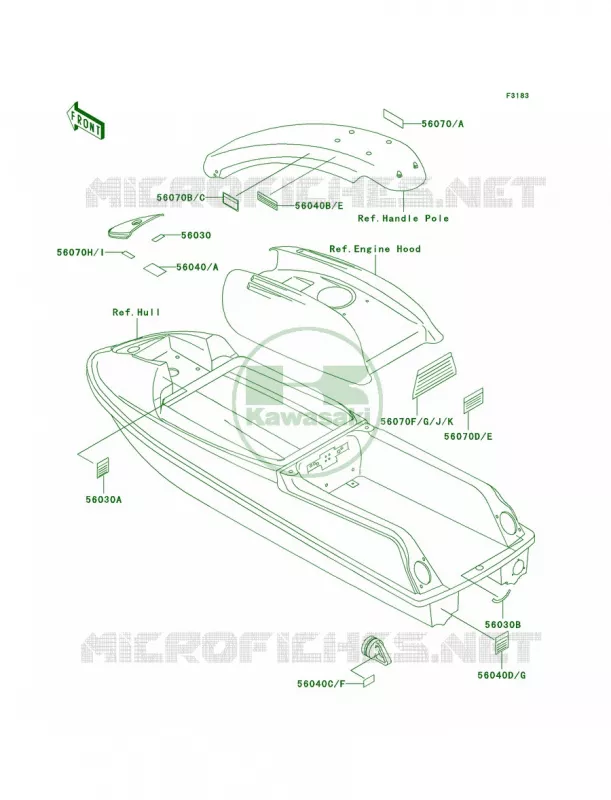 Labels Kawasaki JET SKI 750 1998 SXI PRO  JS750-C1