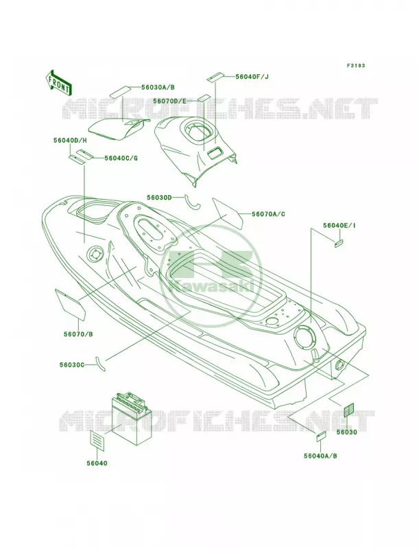 Labels Kawasaki JET SKI 750 1997 SS  JH750-E2
