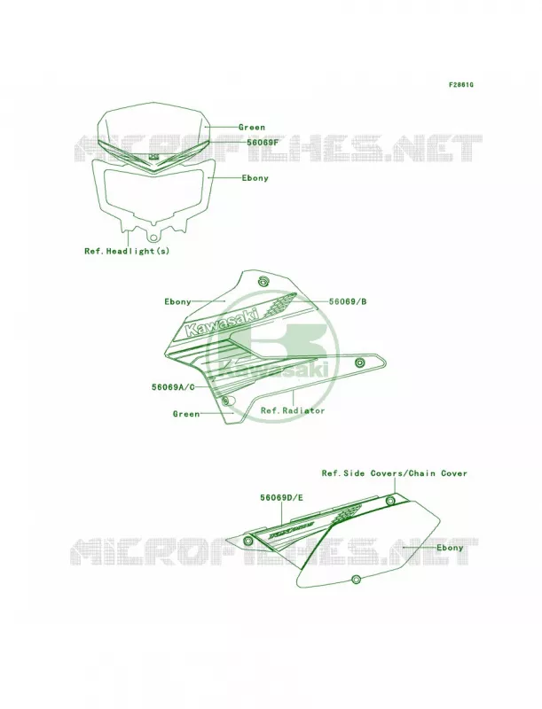 DecalsGreenTCF Kawasaki MOTOS 250 2013 KLX250S  KLX250TDF
